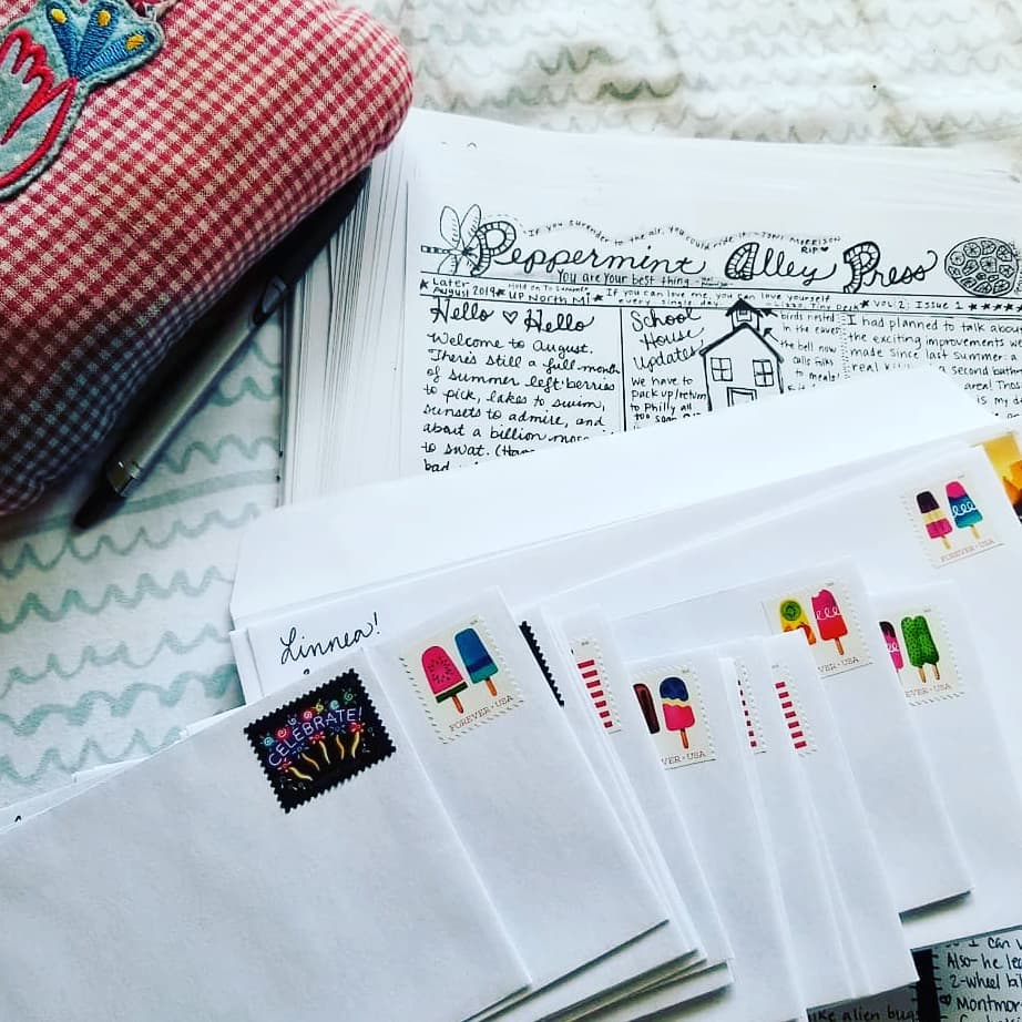 this is last year's August Peppermint Alley Press ️ I'm getting ready to make the copies and start mailing out this month's batch of snail mail magic. Link in profile if your mailbox could use a little love.